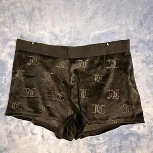 Juicy Couture black velvet shorts with silver logo women Size M